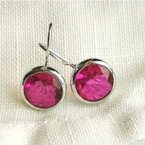 Sterling Silver Pink Rubellite Drop Earrings 🆕